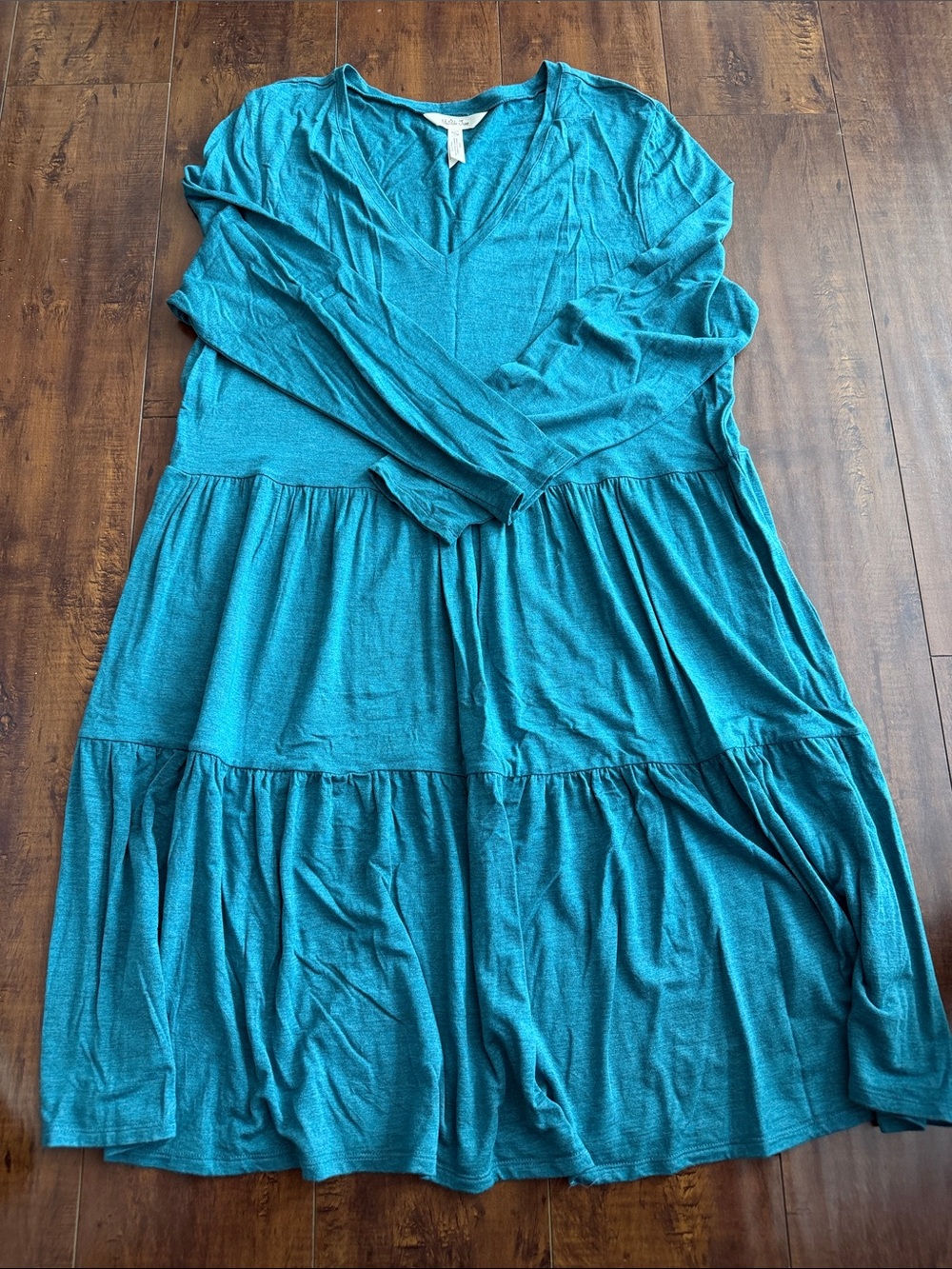 Matilda Jane Teal V-Neck Tiered Long Sleeve Dress